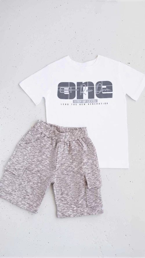 Παιδικό Σετ Αγοριού με Λευκό T-shirt & Μελανζέ Βερμούδα2