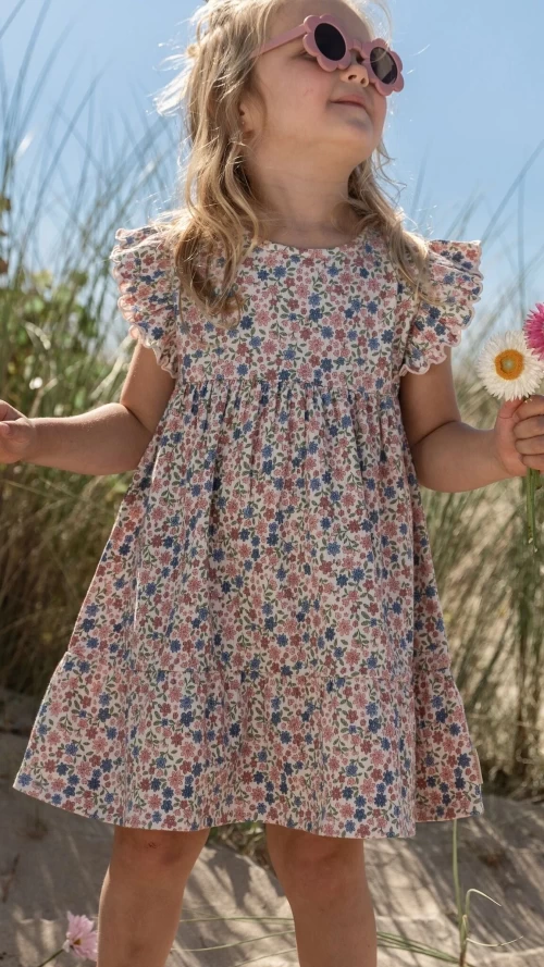 Παιδικό Φόρεμα Κοριτσιού Floral με Βολάν και Πολύχρωμο Λουλουδάτο Σχέδιο2