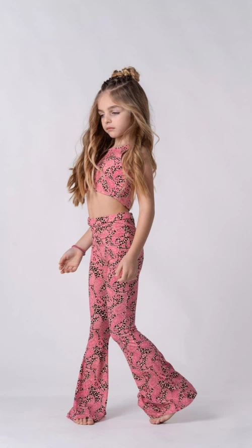 Παιδικό Crop Top Μπουστάκι με Ροζ Paisley Σχέδιο για Κορίτσι3