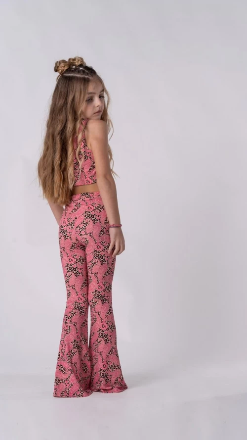 Παιδικό Καμπάνα Παντελόνι με Ροζ Paisley Σχέδιο για Κορίτσι5