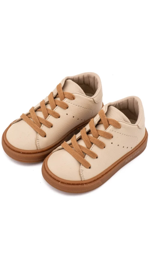 Δετό Δερμάτινο Sneaker BW 4312 Μπεζ9