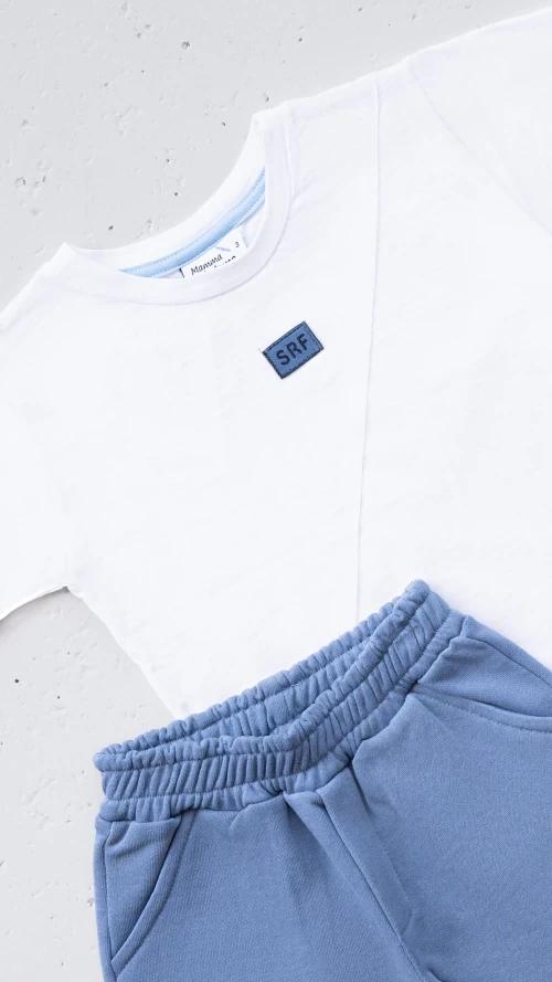 Παιδικό Σετ Αγόρι με Λευκό T-Shirt & Μπλε Βερμούδα2