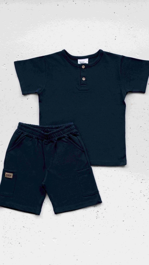Navy Παιδικό Σετ Αγόρι με T-Shirt & Cargo Βερμούδα2