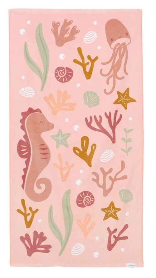 Little Dutch Παιδική Πετσέτα Θαλάσσης Ocean Dreams Pink με Θαλάσσια Ζωάκια6