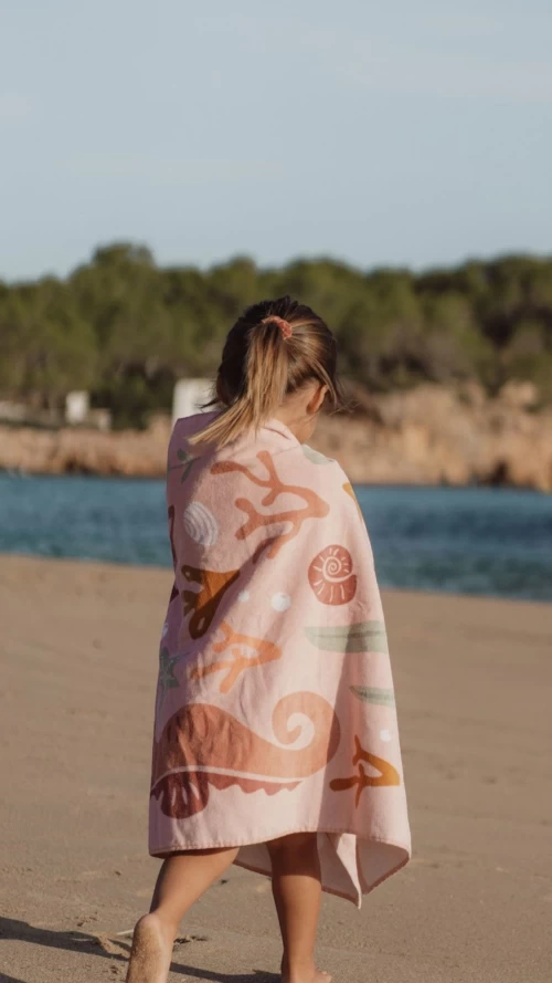 Little Dutch Παιδική Πετσέτα Θαλάσσης Ocean Dreams Pink με Θαλάσσια Ζωάκια6