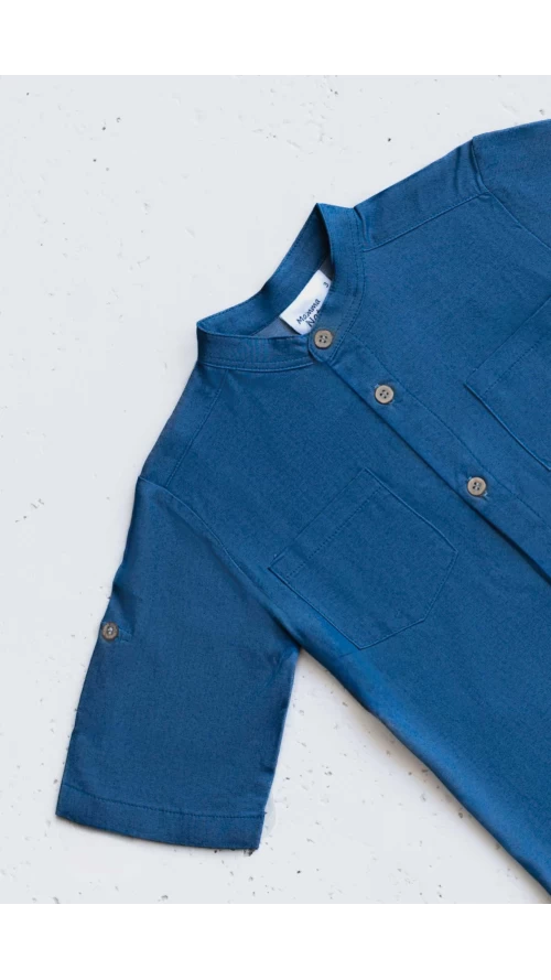 Παιδικό Πουκάμισο Αγοριού Soft Jean Μπλε με Mao Γιακά4