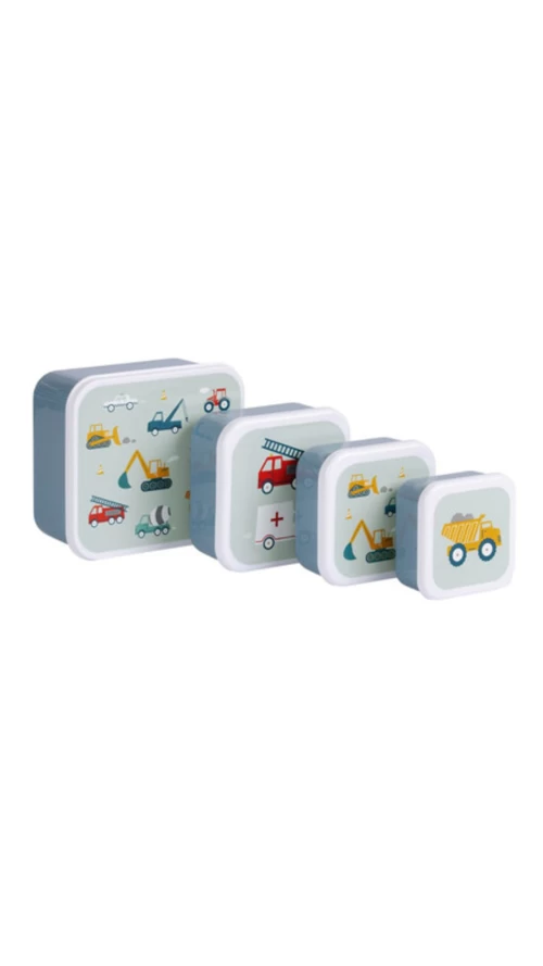 A Little Lovely Company Σετ 4 Δοχεία Φαγητού Vehicles3