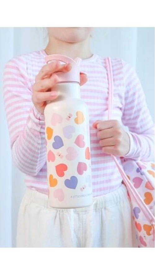 A Little Lovely Company XL Ανοξείδωτο Παγούρι Hearts 500ml 5