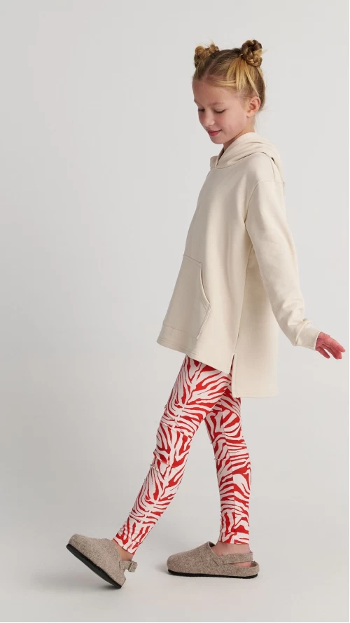 Παιδικό Σετ Oversized Φούτερ με Κουκούλα & Κολάν Zebra Κόκκινο-Εκρού