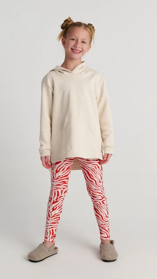 Παιδικό Σετ Oversized Φούτερ με Κουκούλα & Κολάν Zebra Κόκκινο-Εκρού