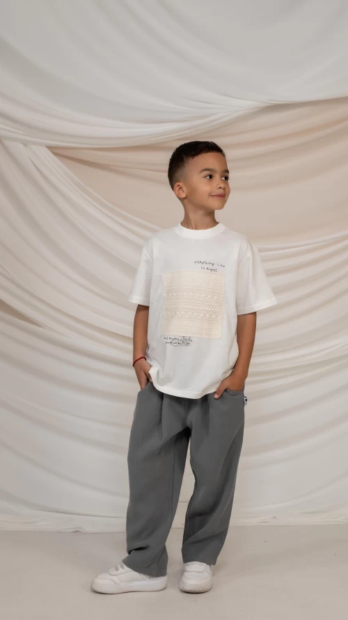 Παιδικό Σετ Αγόρι με T-Shirt & Παντελόνι σε Γκρι Απόχρωση3