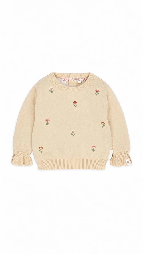 Sweater Vanilla Παιδικό Πλεκτό με Κεντημένα Λουλούδια4