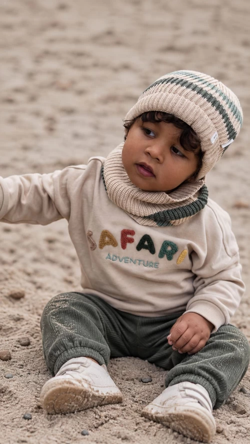 Warm Taupe Παιδικό Φούτερ με Ανάγλυφο Safari4