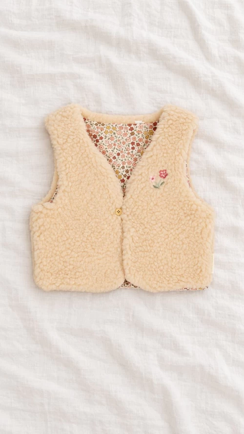 Gilet Vanilla Παιδικό Teddy Γιλέκο με Φλοράλ Φόδρα6
