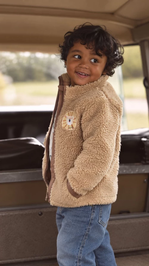 Teddy Cardigan Warm Taupe Παιδική Ζακέτα με Φερμουάρ6
