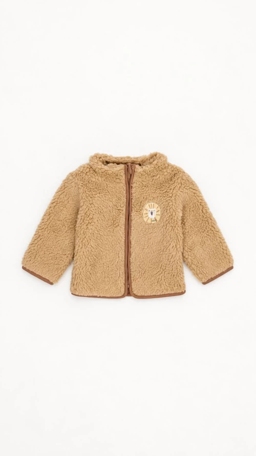 Teddy Cardigan Warm Taupe Παιδική Ζακέτα με Φερμουάρ6