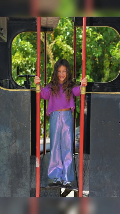 Purple Metallic Jeans 4