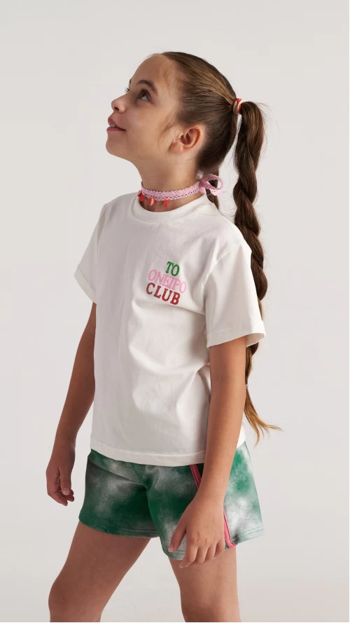 Σετ Κοριτσιού με Λευκό T-Shirt «Το Όνειρο Club» και Tie-Dye Σορτς2